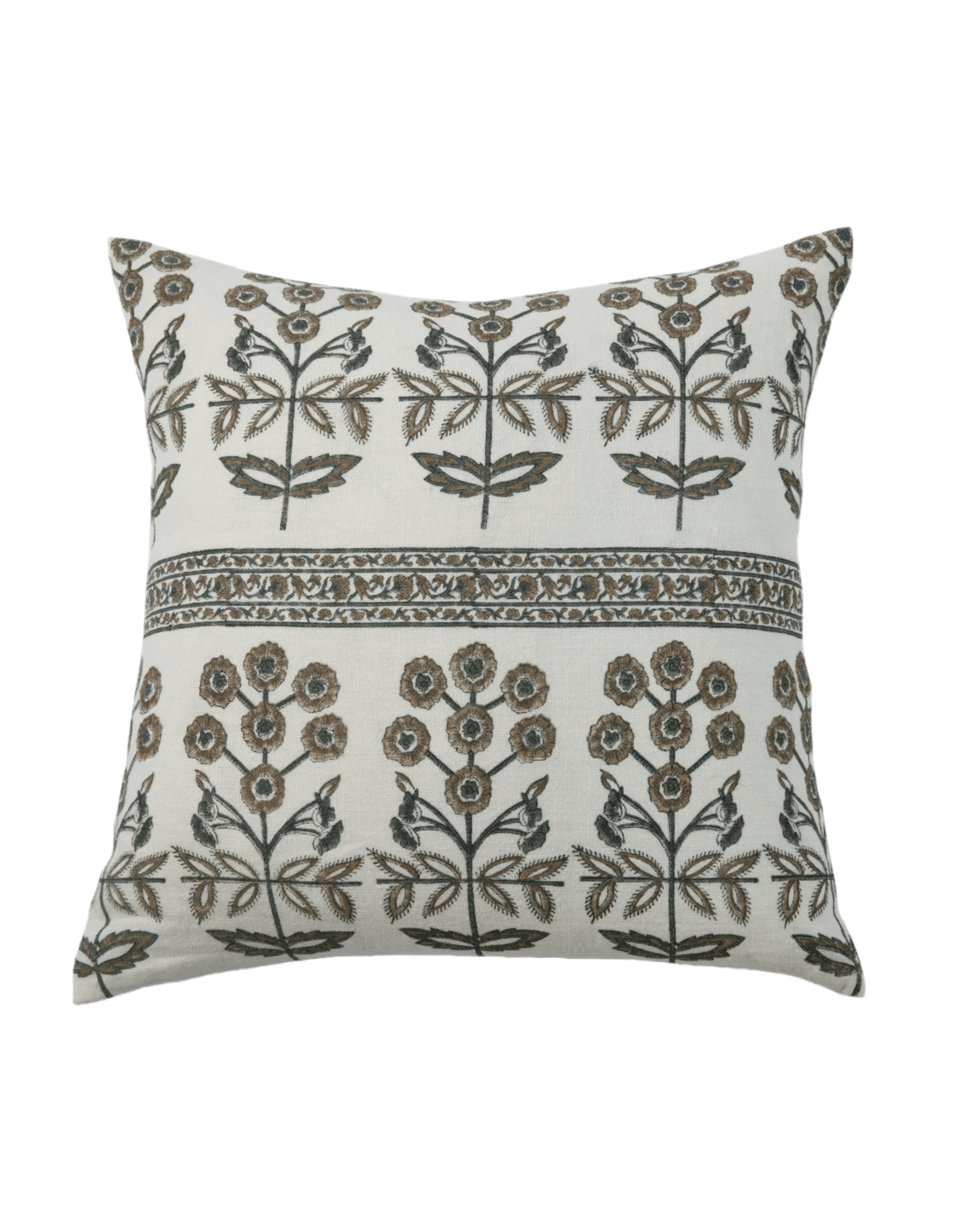22x22 Lynette Linen Blockprint Pillow - Faire Living