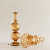 Egyptian Blown Glass Bubble Candle Holders in Cinnamon