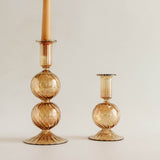 Egyptian Blown Glass Bubble Candle Holders in Cinnamon