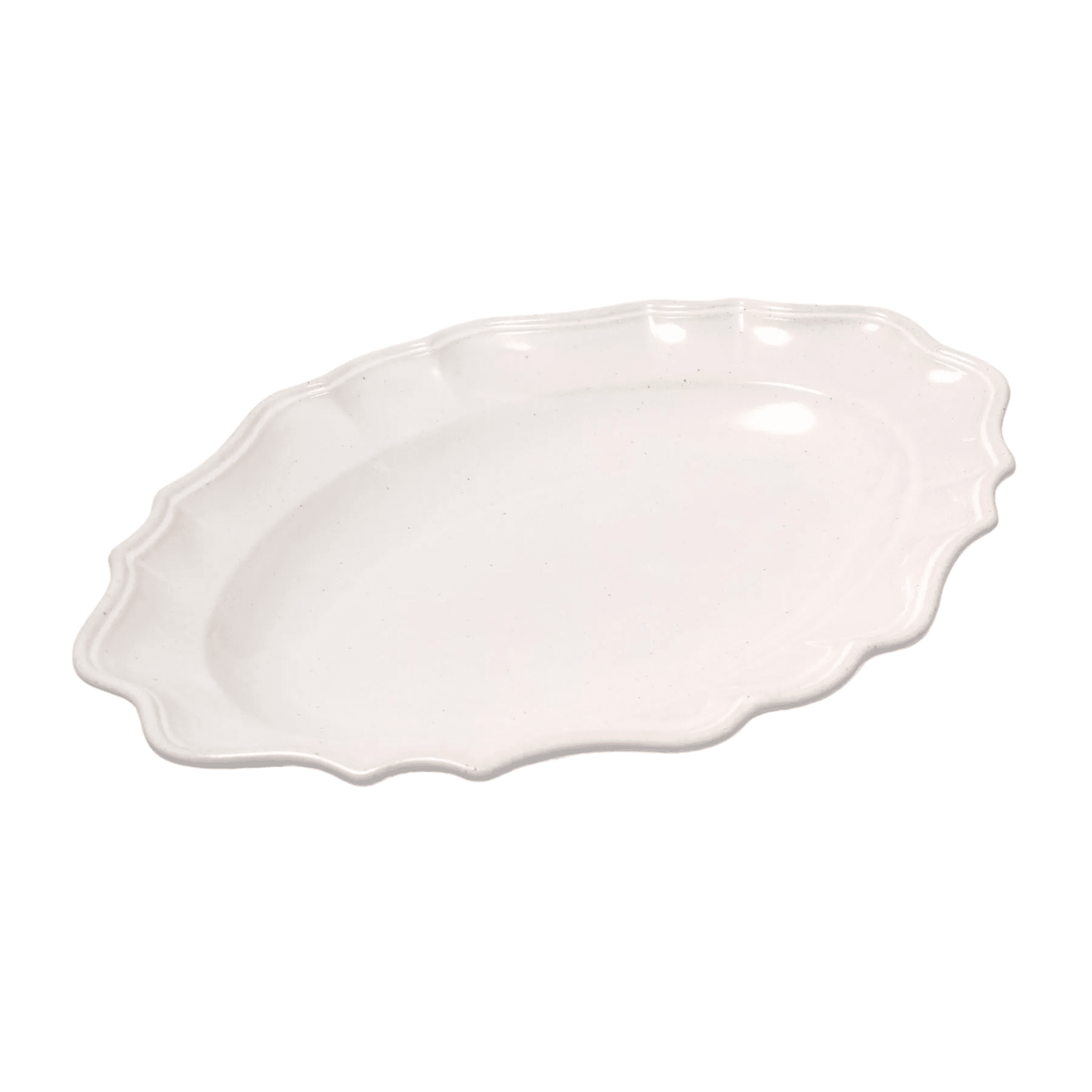 Manoir Cream Scalloped Japanese Stoneware Platter - Faire Living