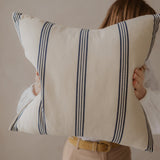 Navy Stripe Handwoven Cotton Cushion - Faire Living