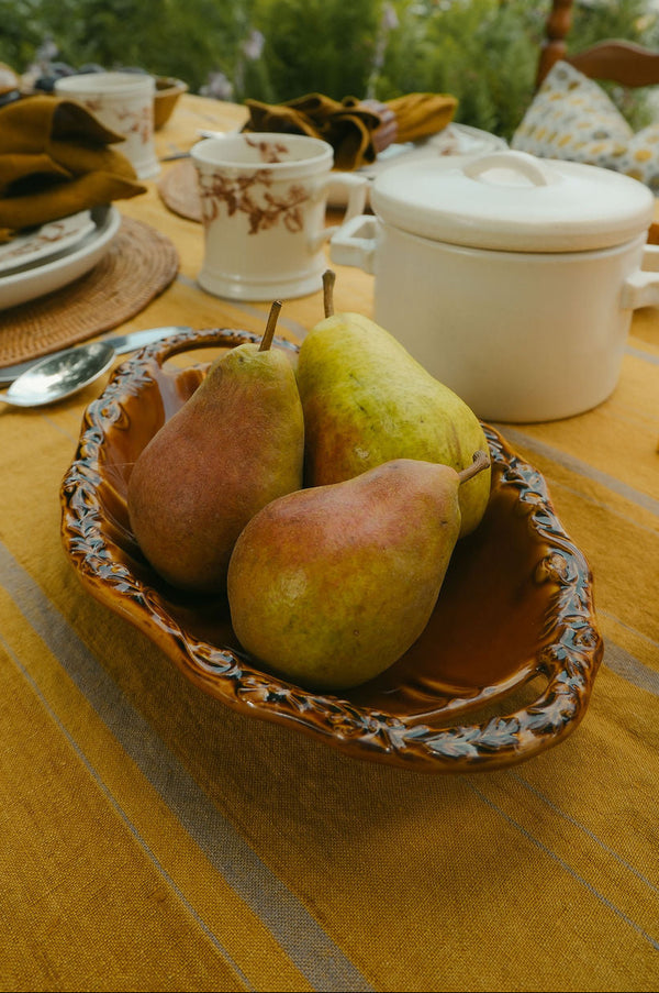 Fanette Amber Porcelain Floral Serving Bowl