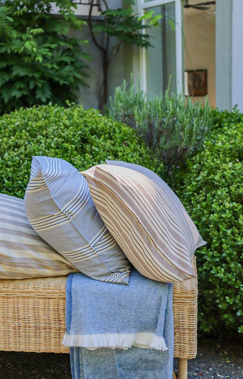 20" Chocolate Stripe Handwoven Cotton Cushion Cover