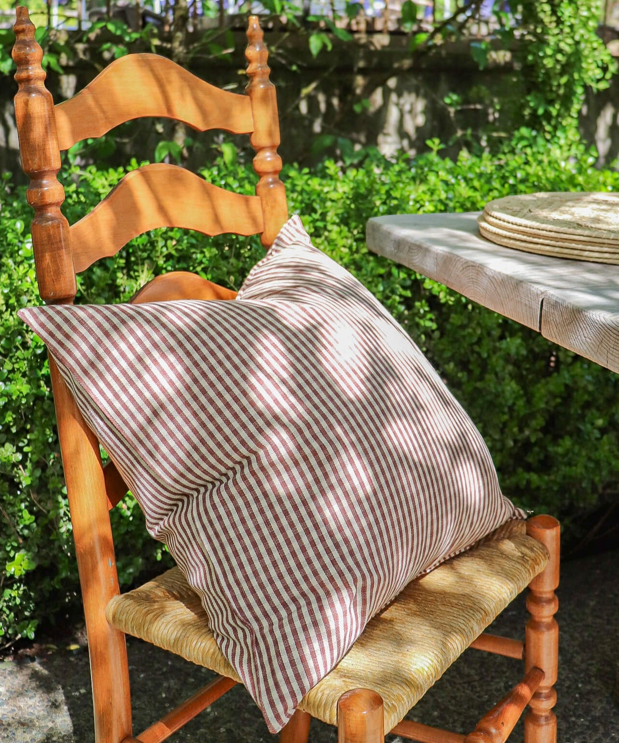 20" Chocolate Petite Gingham Handwoven Cotton Cushion - Faire Living