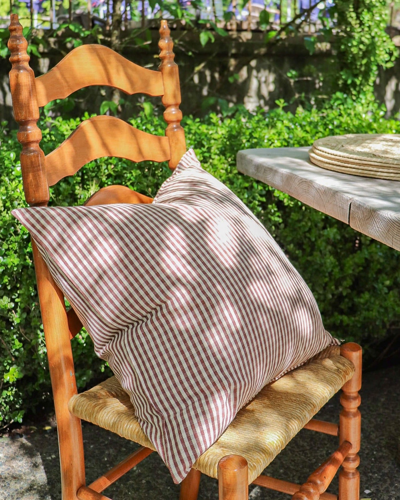 20" Chocolate Petite Gingham Handwoven Cotton Cushion - Faire Living