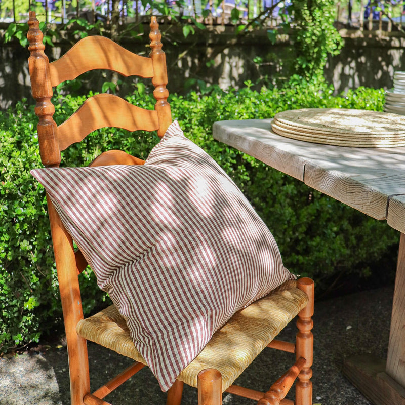 20" Chocolate Petite Gingham Handwoven Cotton Cushion Cover