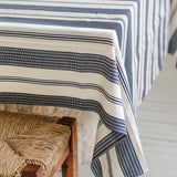 Blue Stripe Handwoven Cotton Tablecloth