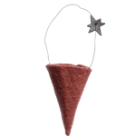 Hand-felted wool cone ornament with star accent, designed in Denmark and Fair Trade made in India.