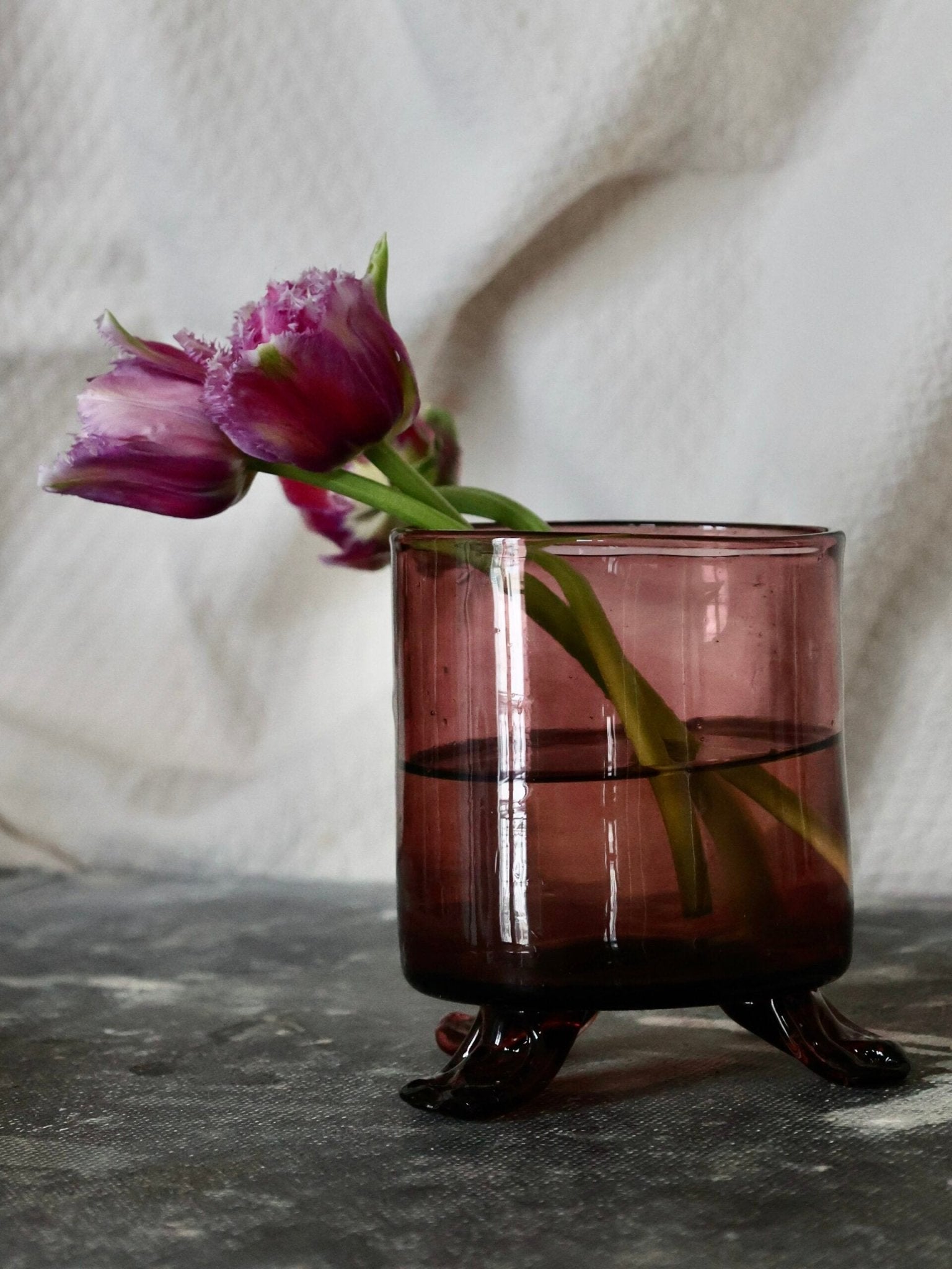 Framboise Mouth Blown Recycled Hurricane Vase - Faire Living