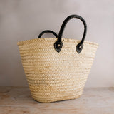 Leather Handled French Basket in Black