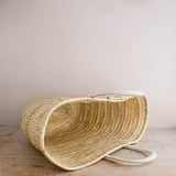 Leather Handled French Basket in White