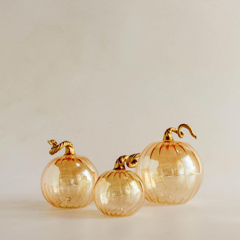 Egyptian Blown Glass Pumpkins in Gold