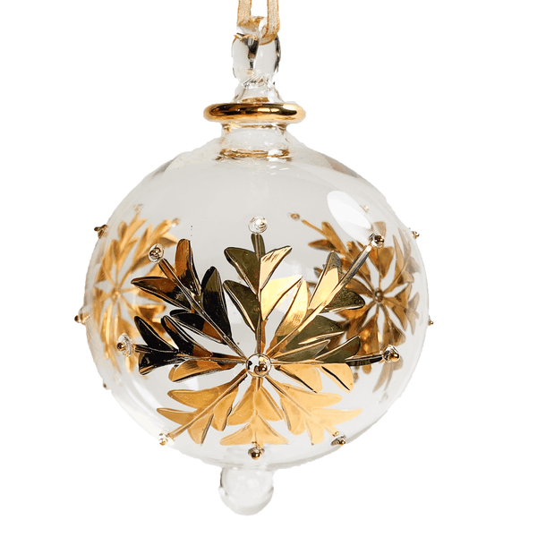 Gold Snowflake Egyptian Glass Ornament 3.4"