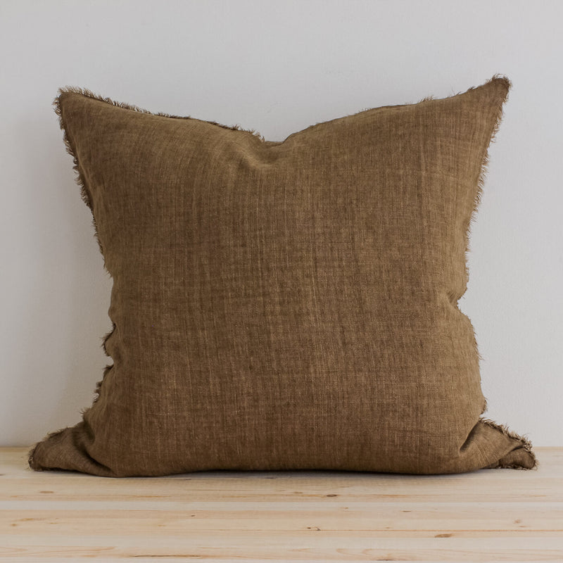 24x24 Belgian Linen Pillow in Hazelnut