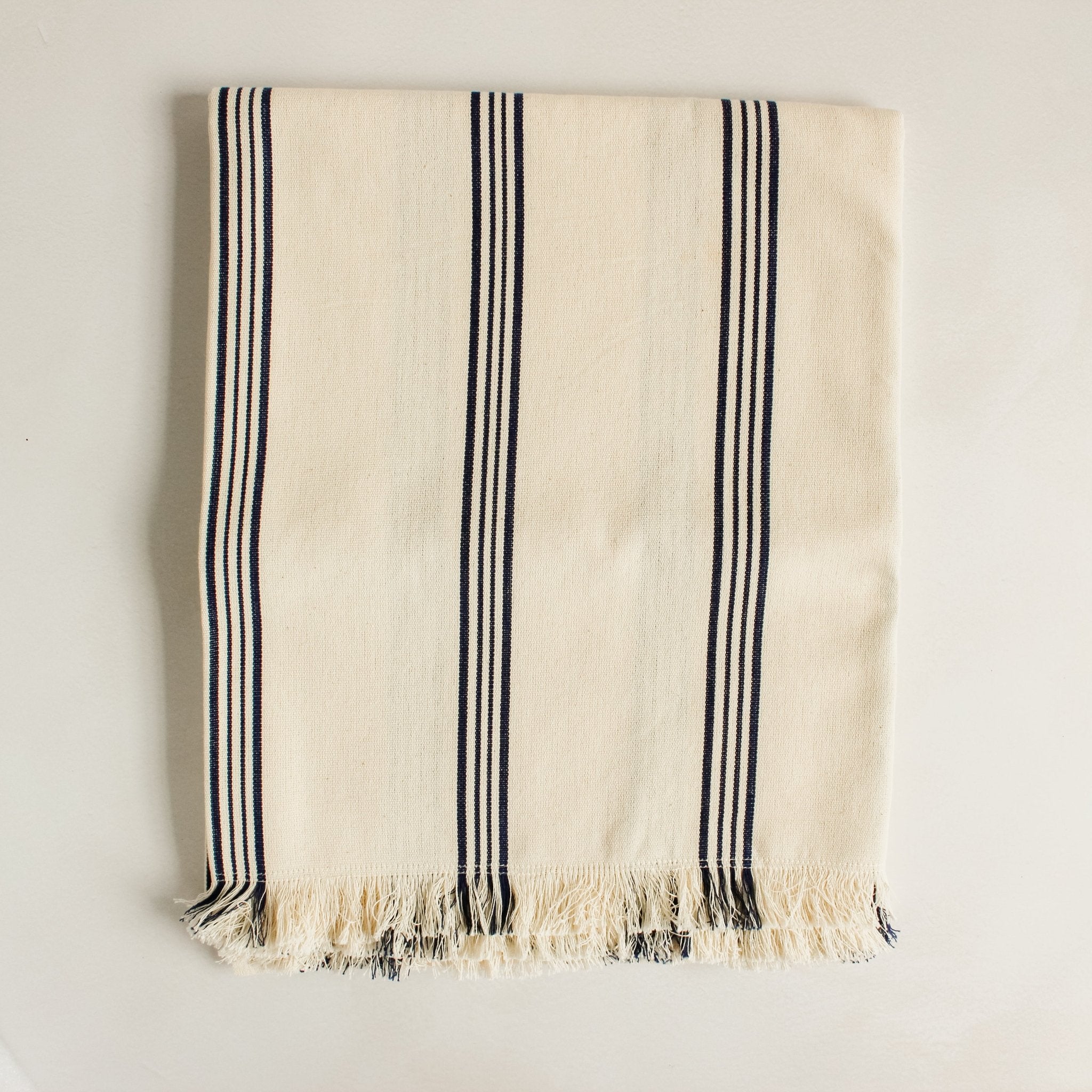 49x63" Navy Stripe Handwoven Throw - Faire Living