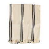 49x63" Navy Stripe Handwoven Throw
