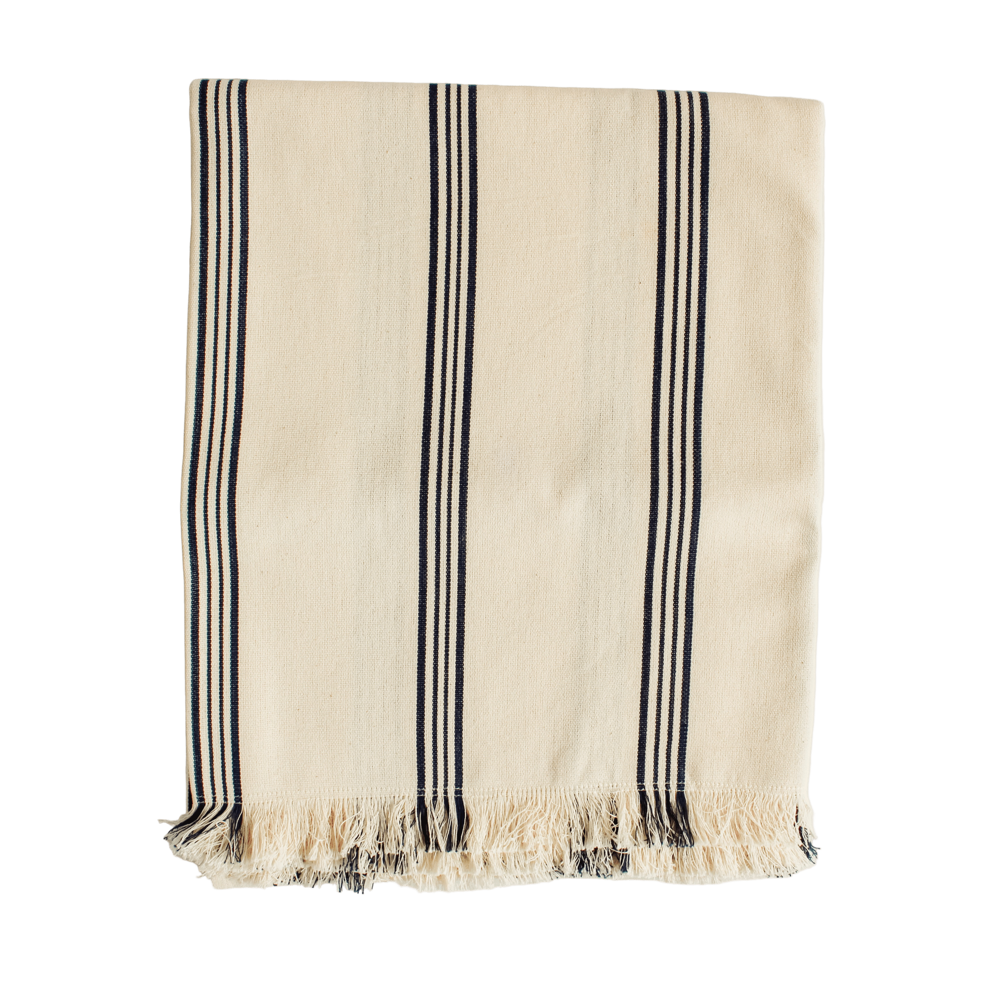 49x63" Navy Stripe Handwoven Throw - Faire Living