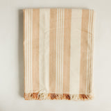 49x63" Beige Stripe Handwoven Throw
