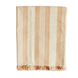 49x63" Beige Stripe Handwoven Throw
