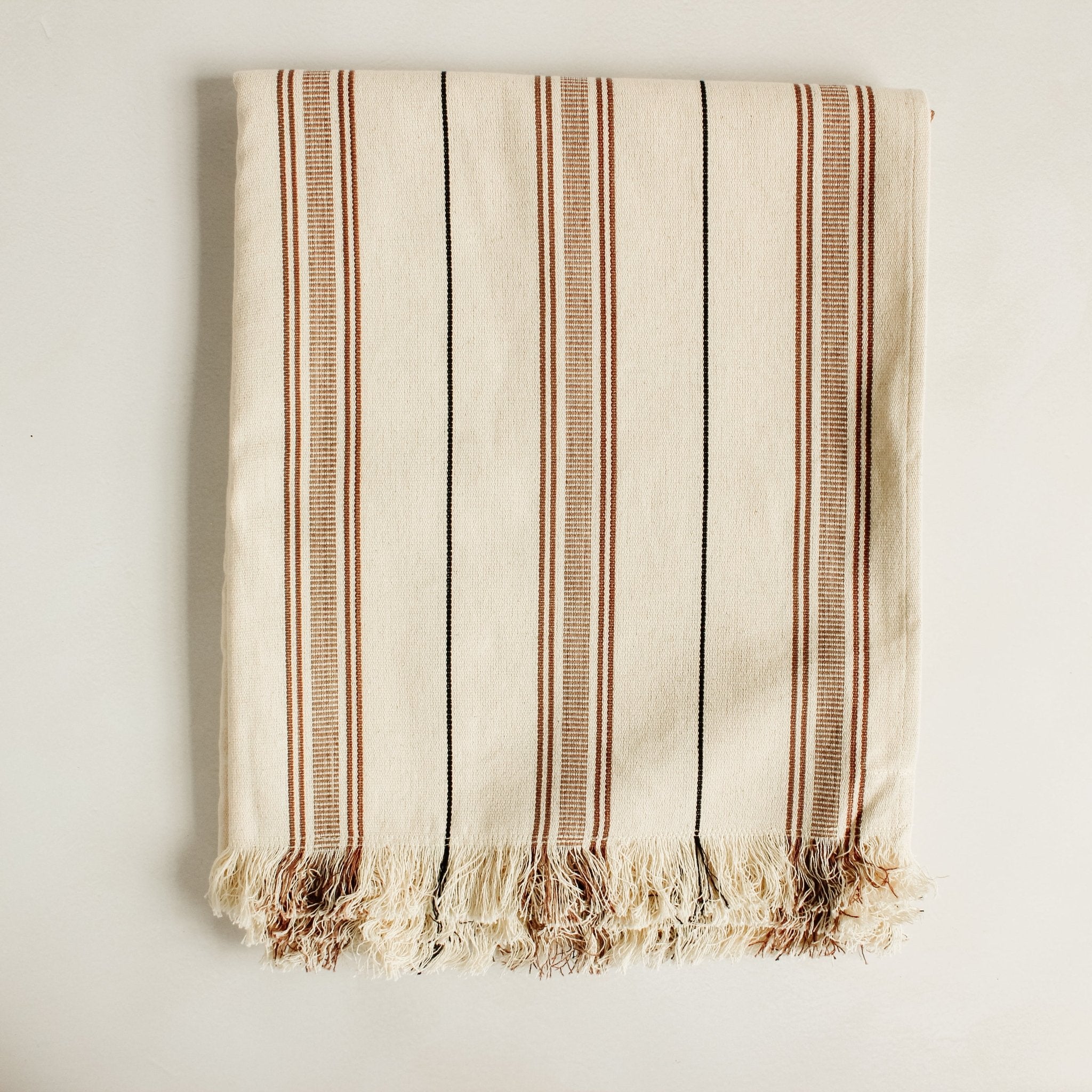 49x63" Chocolate Stripe Handwoven Throw - Faire Living