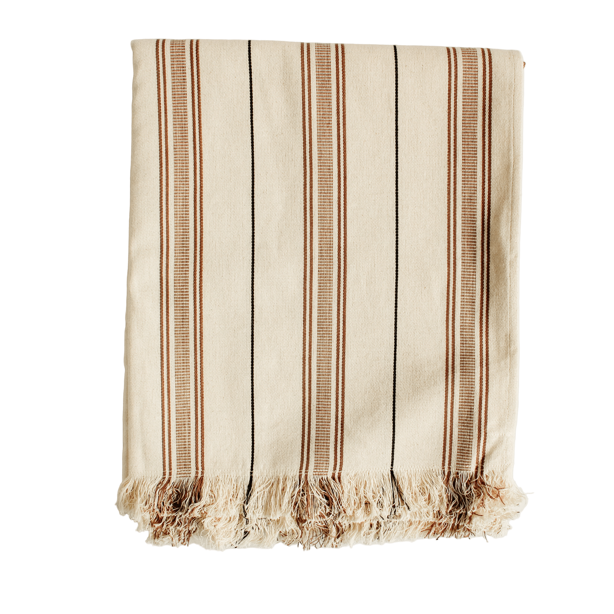 49x63" Chocolate Stripe Handwoven Throw - Faire Living