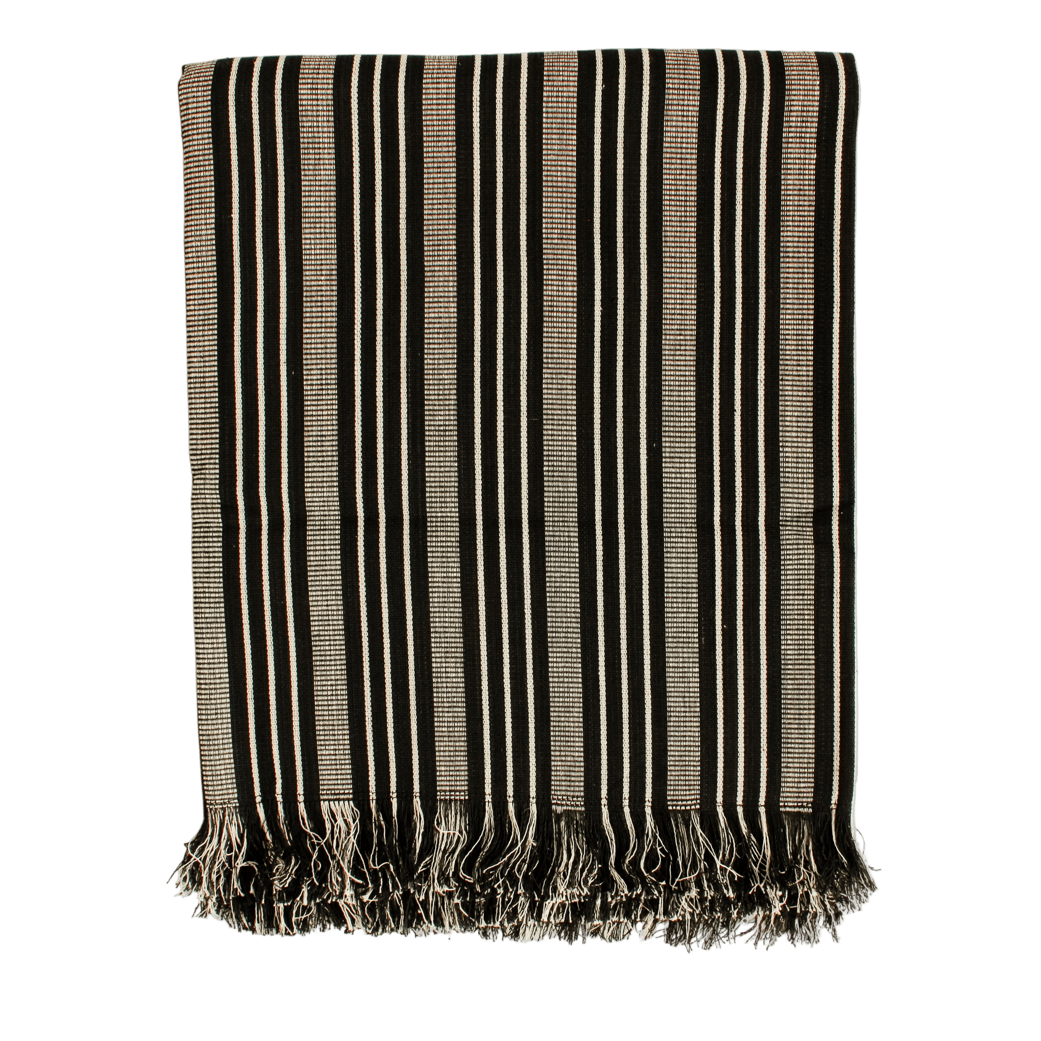 49x63" Black Stripe Handwoven Throw - Faire Living