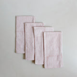 Rose Stripe Cotton Napkin Set 4