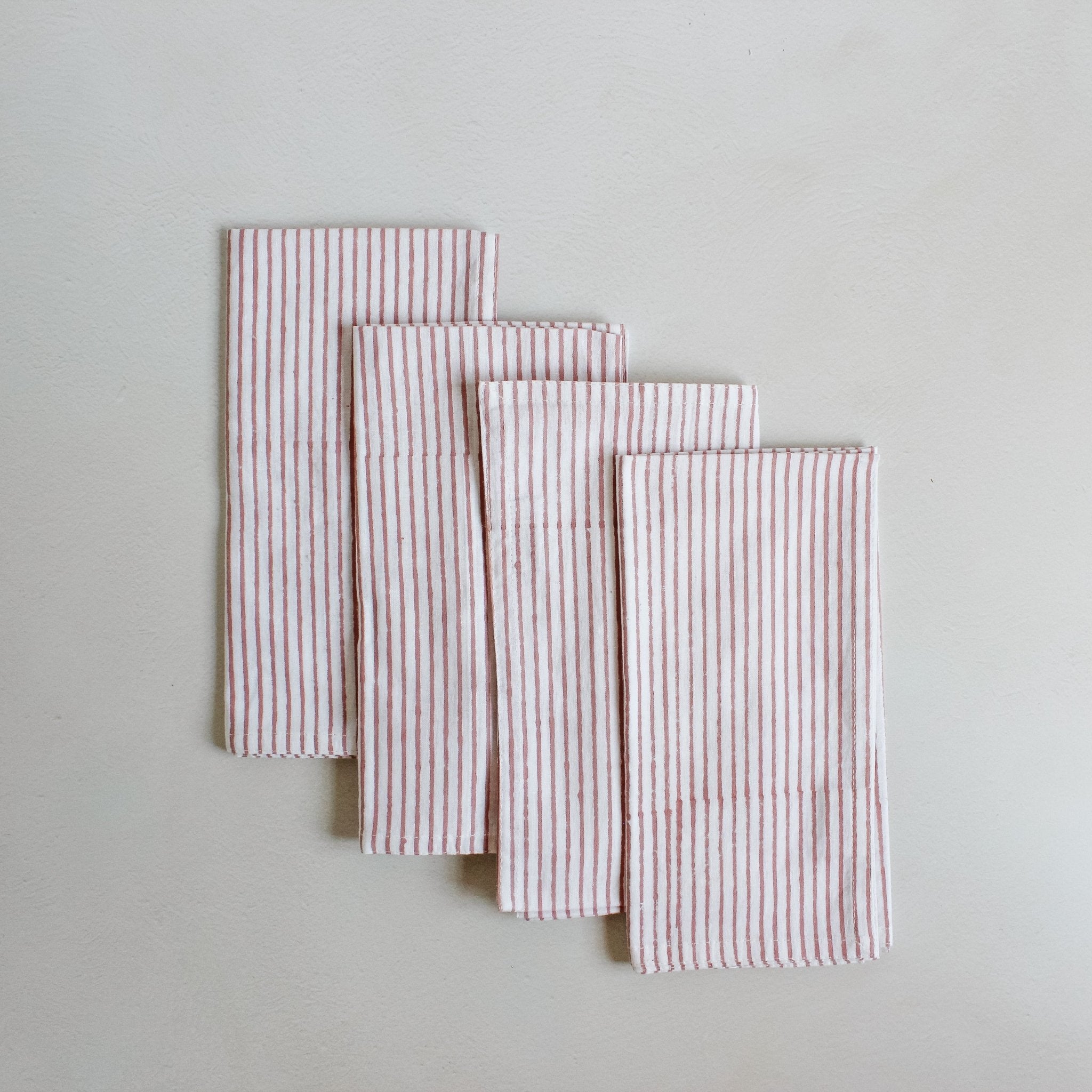 Rose Stripe Cotton Napkin Set 4 - Faire Living
