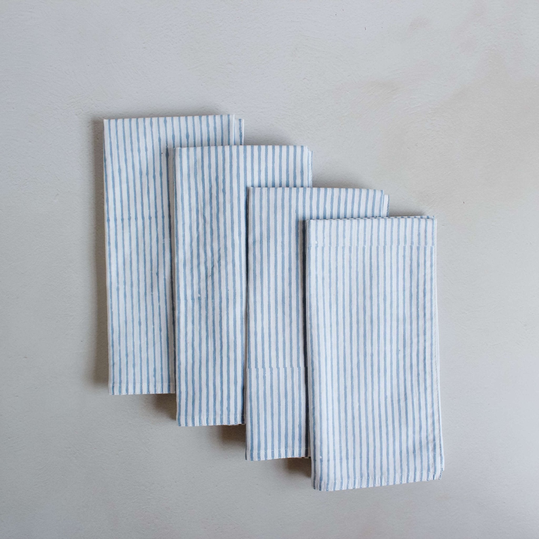 Cornflower Stripe Cotton Napkin Set 4 - Faire Living