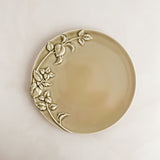 Greige Mint Leaf Plate by Marumitsu Pottery Japan