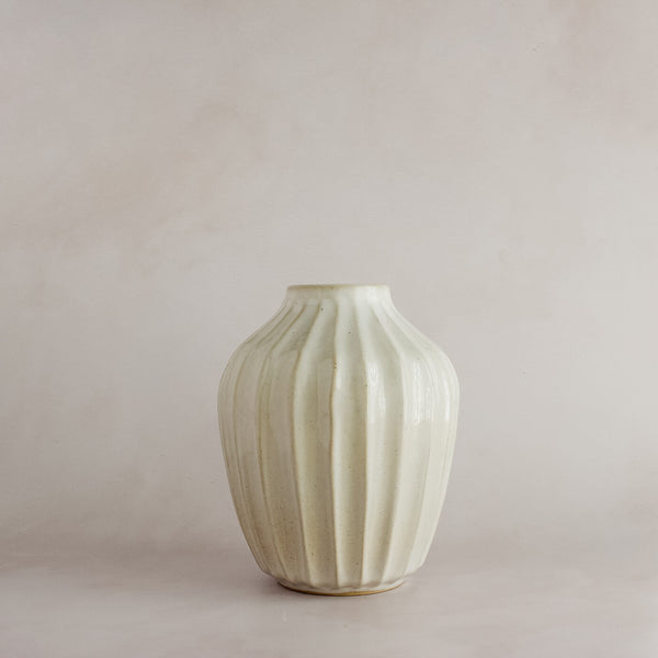 Vinca Ribbed Ceramic Statement Vase