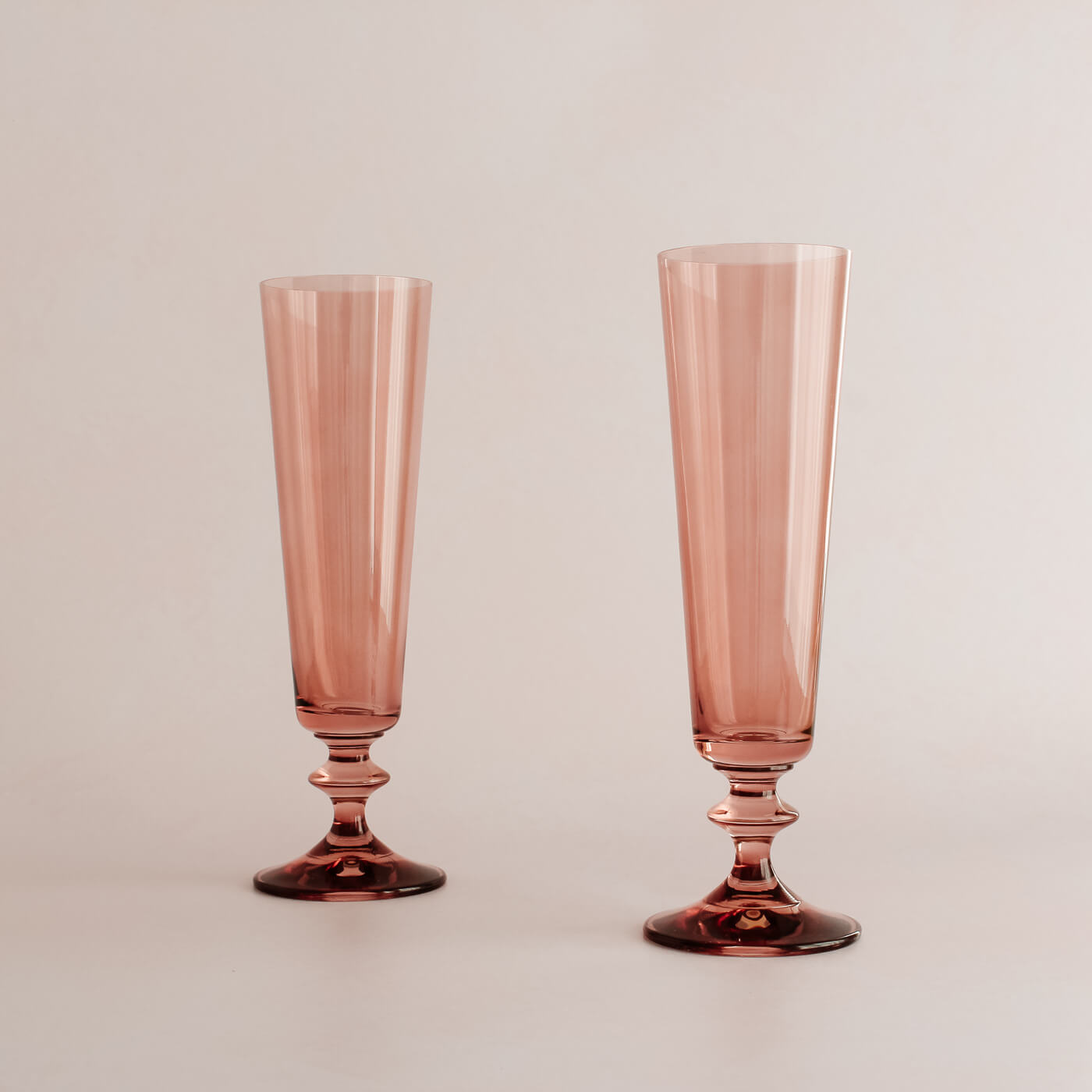 Rose Fluted Czech Champagne Glasses