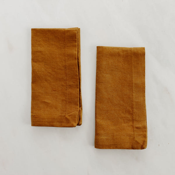 Organic Linen Napkins in Hazelnut - Set of 2