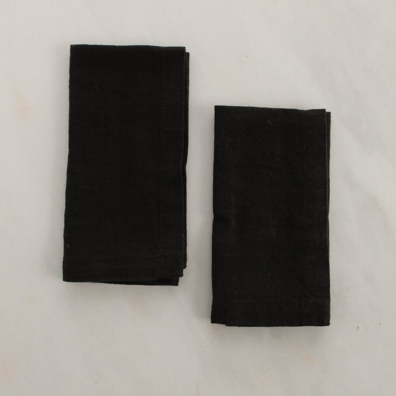 Belgian Linen Napkins in Black - Set of 2