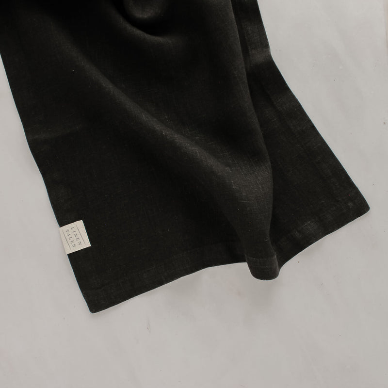 Linen Table Runner in Black 16x59