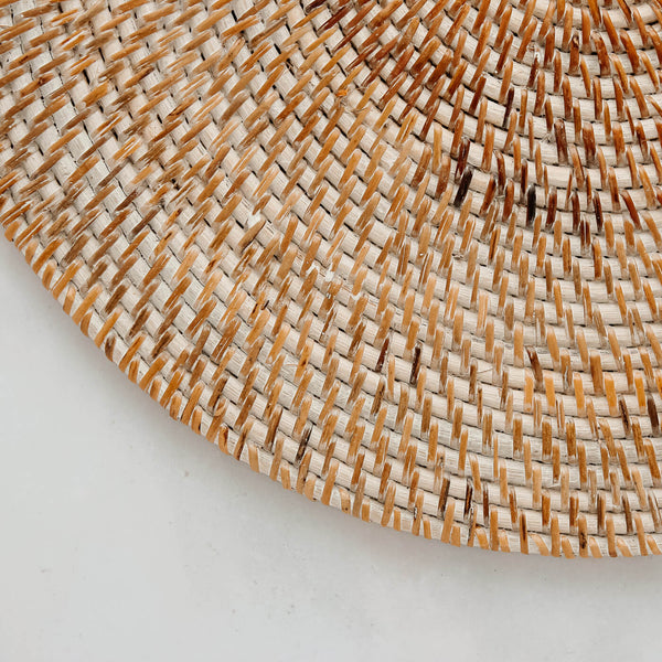 Whitewashed Oval Rattan Placemat