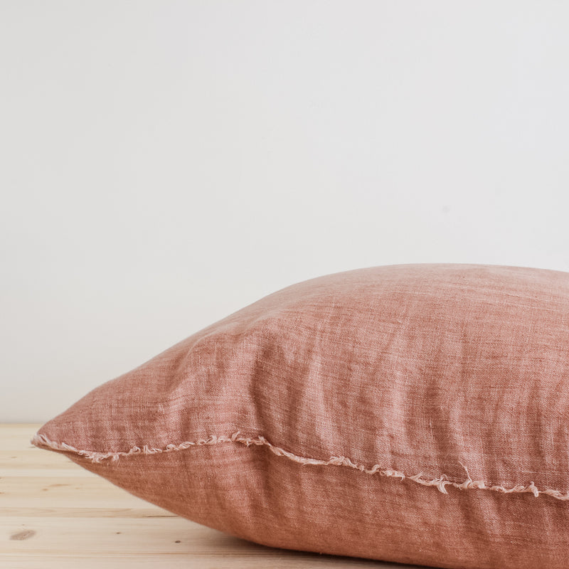 24x24 Belgian Linen Pillow in Redwood