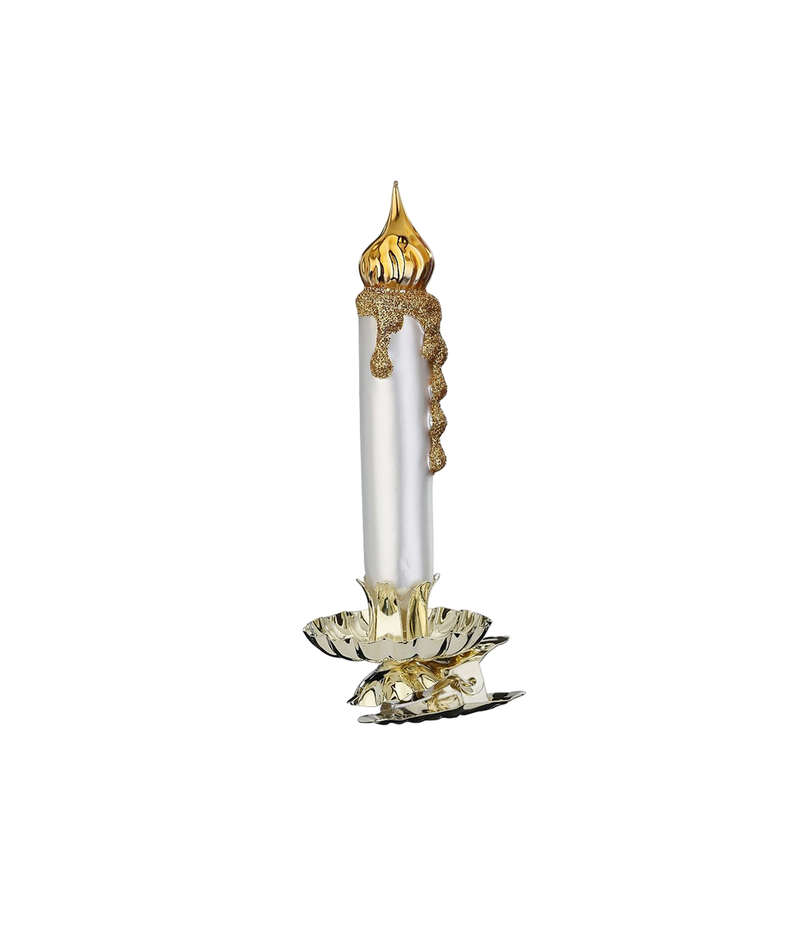 Candle Clip — Glass candle clip ornament with gold metal clip, handmade by Inge-Glas® artisans in Lauscha.
