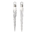 Mini Icicle Ornament — Individual clear or frosted glass icicle ornament with glittered top, handmade in Germany.