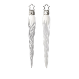 Mini Icicle Ornament — Individual clear or frosted glass icicle ornament with glittered top, handmade in Germany.