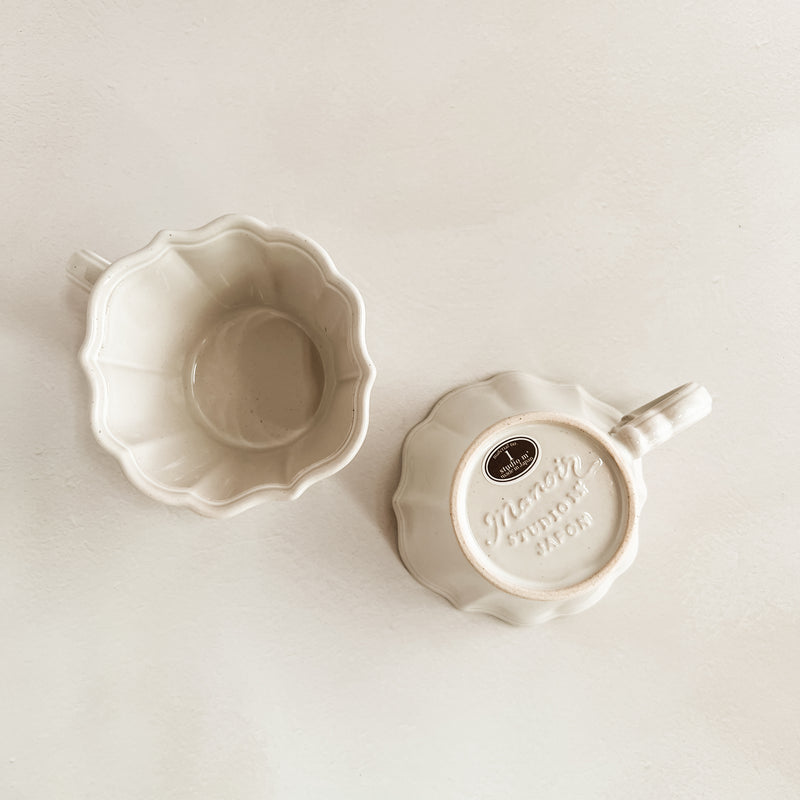 White Japanese Scalloped Stoneware Mug