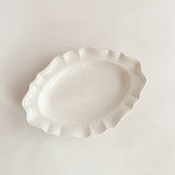 Manoir Cream Scalloped Japanese Stoneware Platter