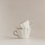 White Japanese Scalloped Stoneware Mug