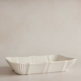 White Fluted Porcelain Baking Dish by Marumitsu Japan