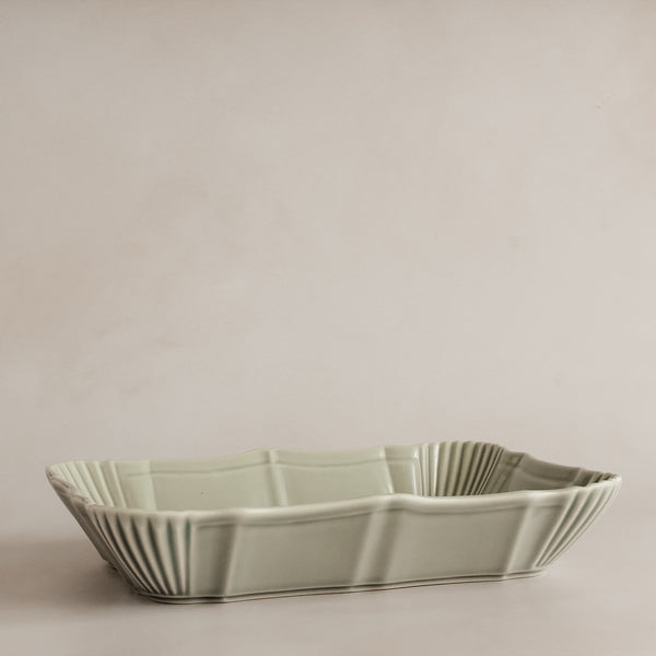 Grey Fluted Porcelain Baking Dish by Marumitsu Pottery Japan