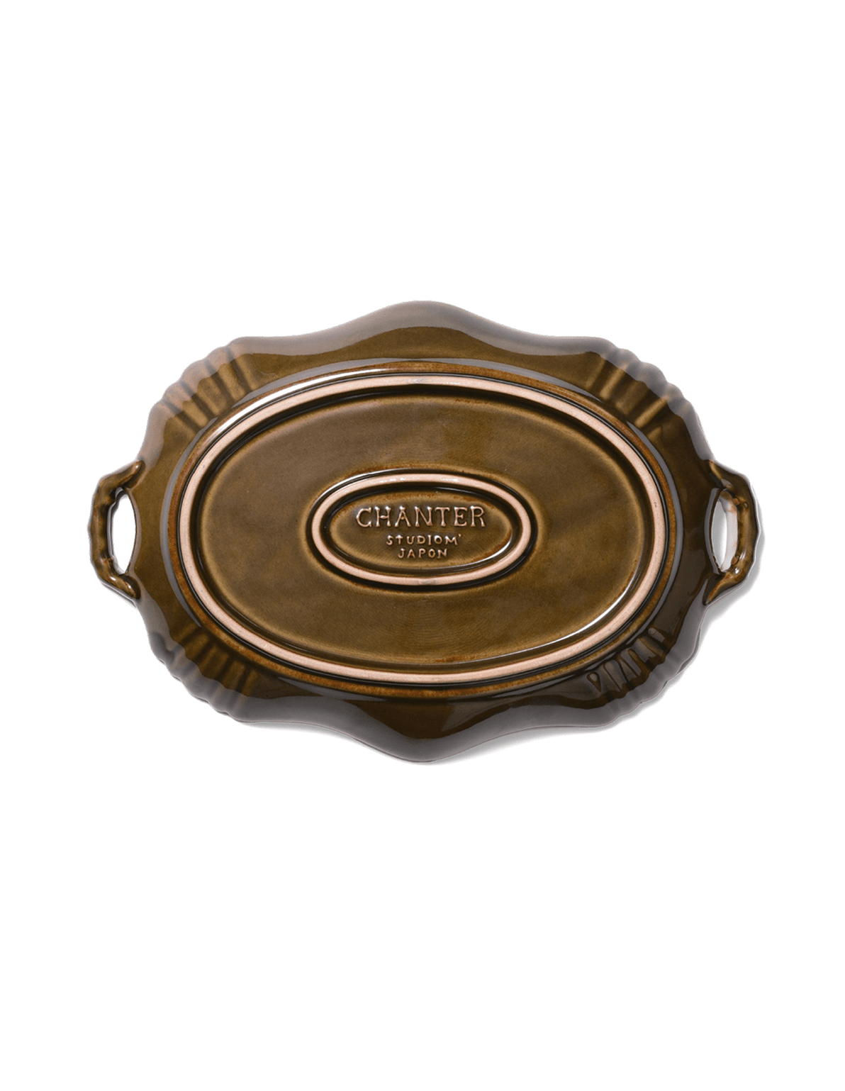 Brown Japanese Handled Porcelain Serving Platter - Faire Living