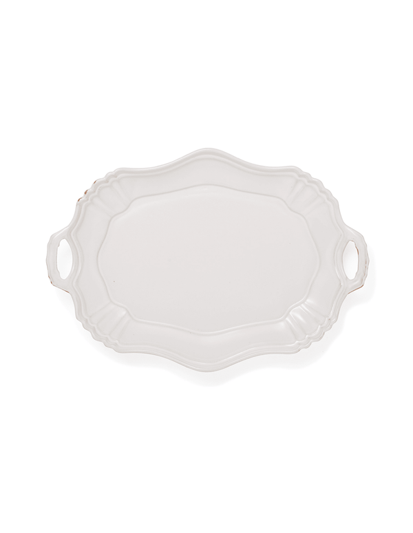 White Japanese Handled Porcelain Serving Platter - Faire Living