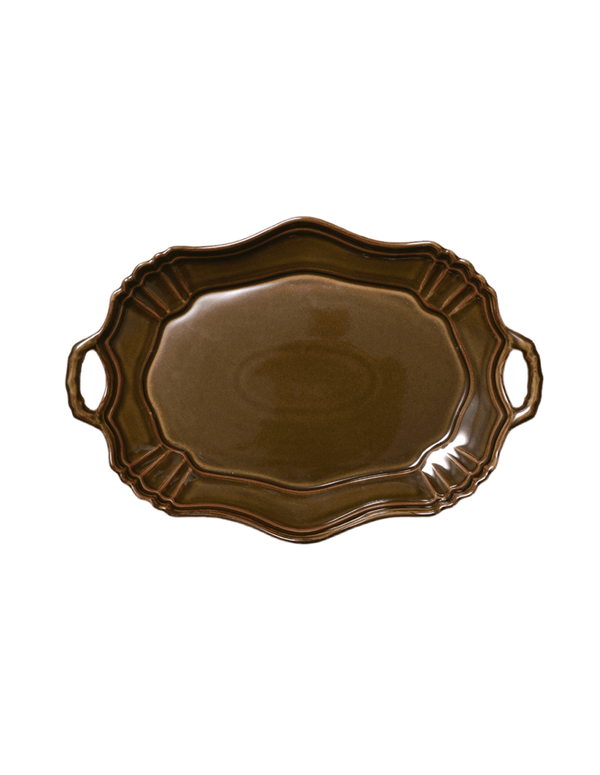 Brown Japanese Handled Porcelain Serving Platter - Faire Living
