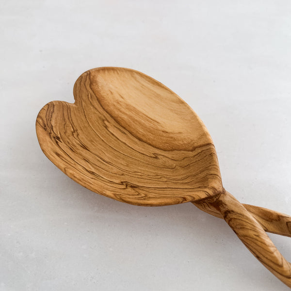 Kenyan Olive Wood Twisted Heart Spoon