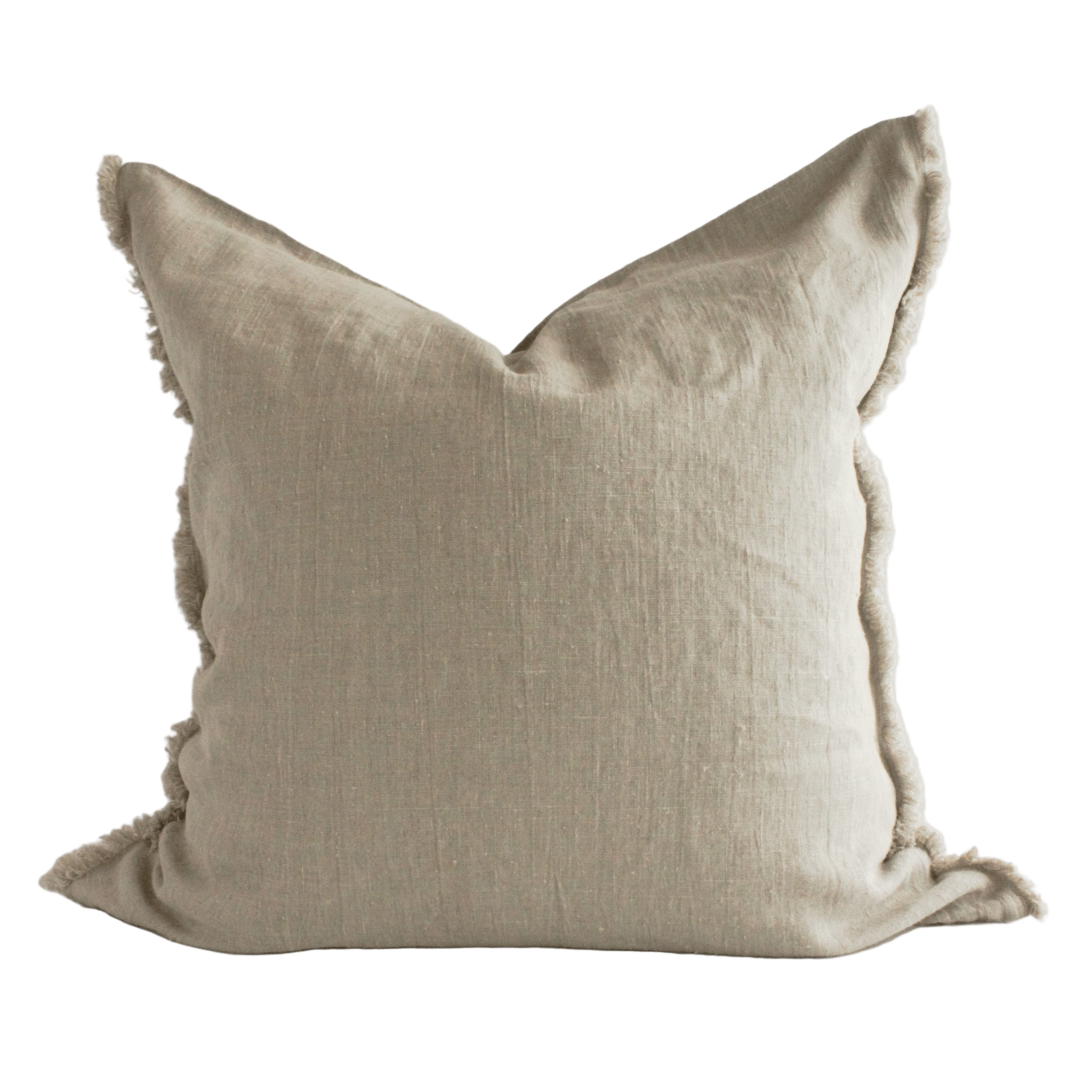 Linen Cushion Cover Natural Fringe 26x26 - Faire Living